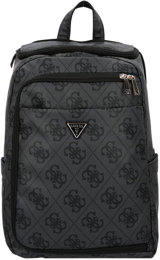 GUESS sac à dos de loisirs pour ordinateur portable U-Zip Backpack Coal Logo gris foncé