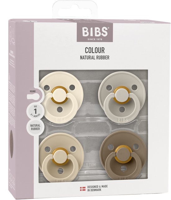 Bibs Colour Fopspeen - 4 Pack - Size 1 - Ivory/Sand/Vanilla/Dark Oak van BIBS — afbeelding 2