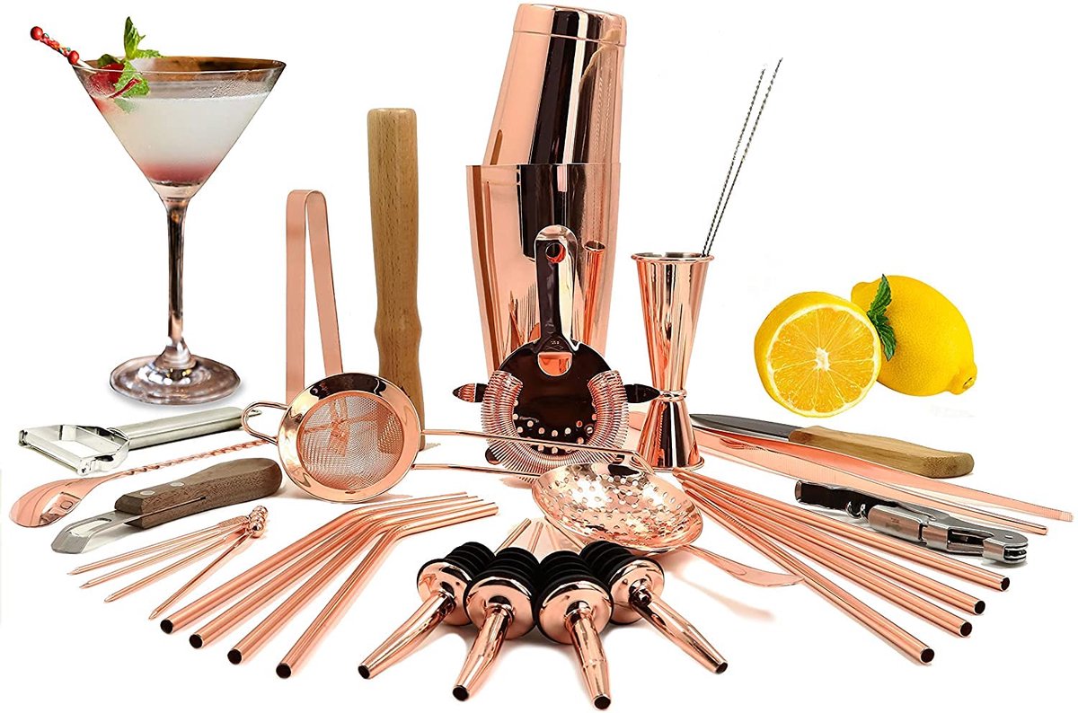 Ibenzoa® Uitgebreide 32-delige cocktailset voor thuis en professionele bars