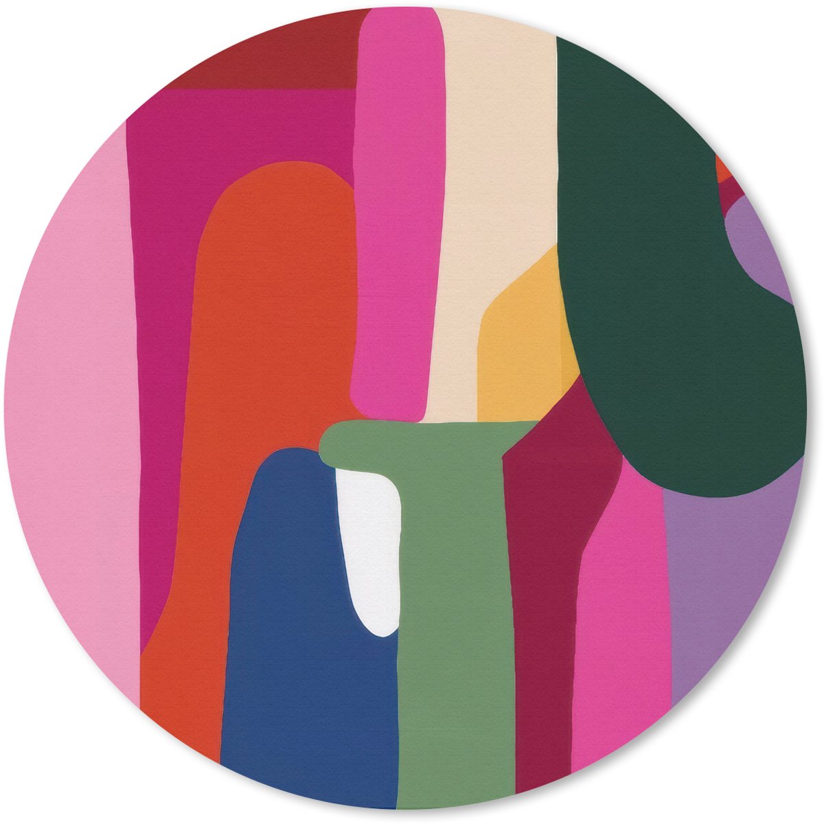 Muismat rond 30x30 cm - Mousepad Kleurvakken - Recht - Rond - Abstract - Ronde muismatten
