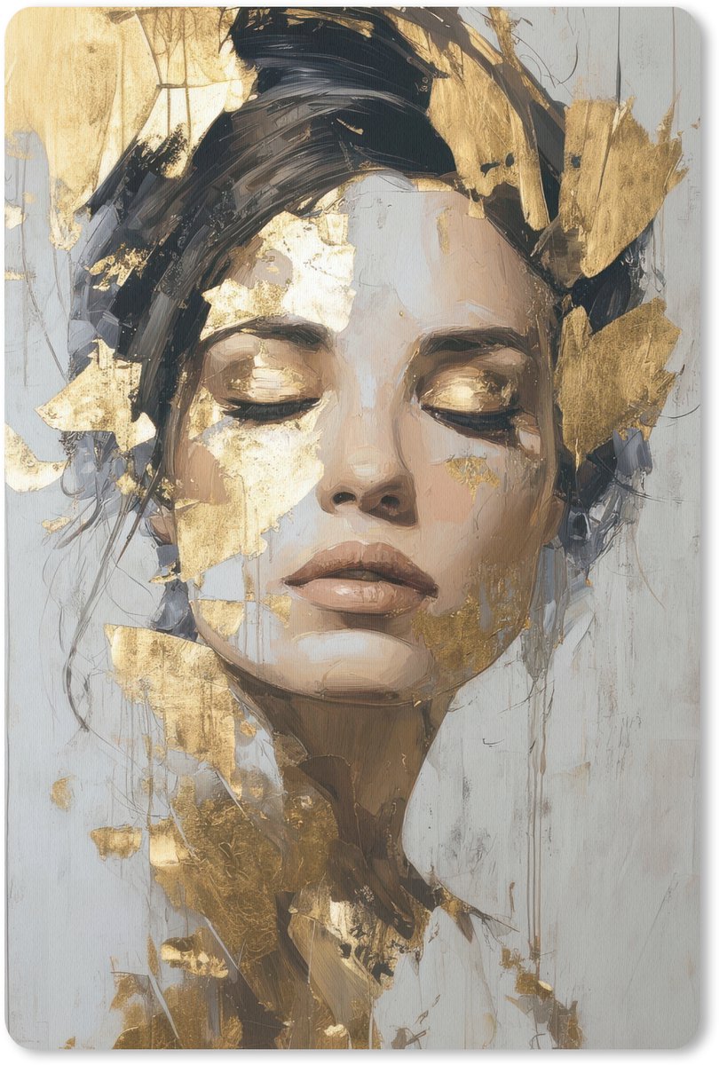 Muismat 18x27 cm - Mousepad Sierlijk - Vrouw - Goud - Ogen - Muismatten