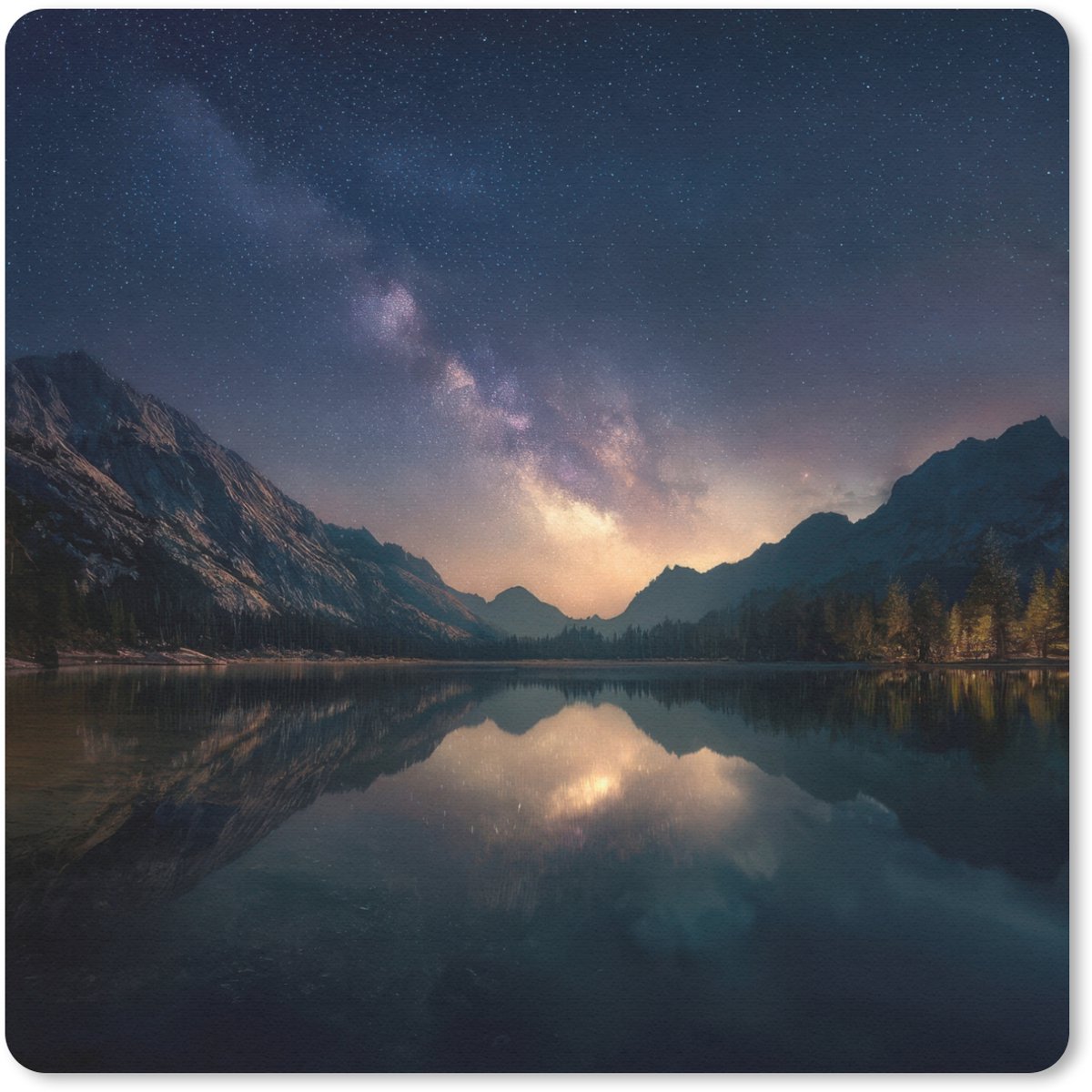 Muismat 20x20 cm - Mousepad Kristalhelder meer - Bergen - Bergen - Muismatten