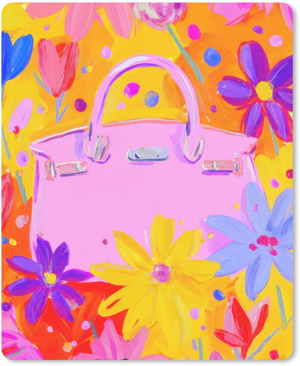 Muismat 19x23 cm - Mousepad Tas - Roze - Bloemen - Muismatten