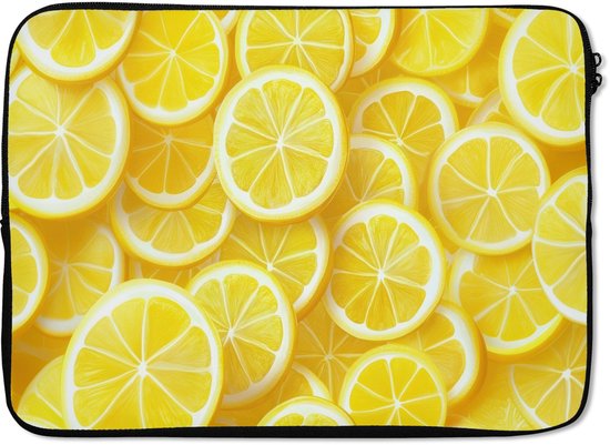 Housse pour ordinateur portable 13 pouces - Citrons - Jaune - Estival - Vibrant - Dimensions intérieures 32 x 22,5 cm - Dos noir
