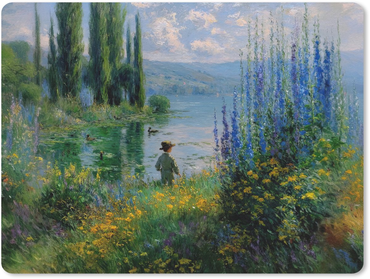 Muismat 23x19 cm - Mousepad Bloemen - Meer - Bergen - Groen - Muismatten