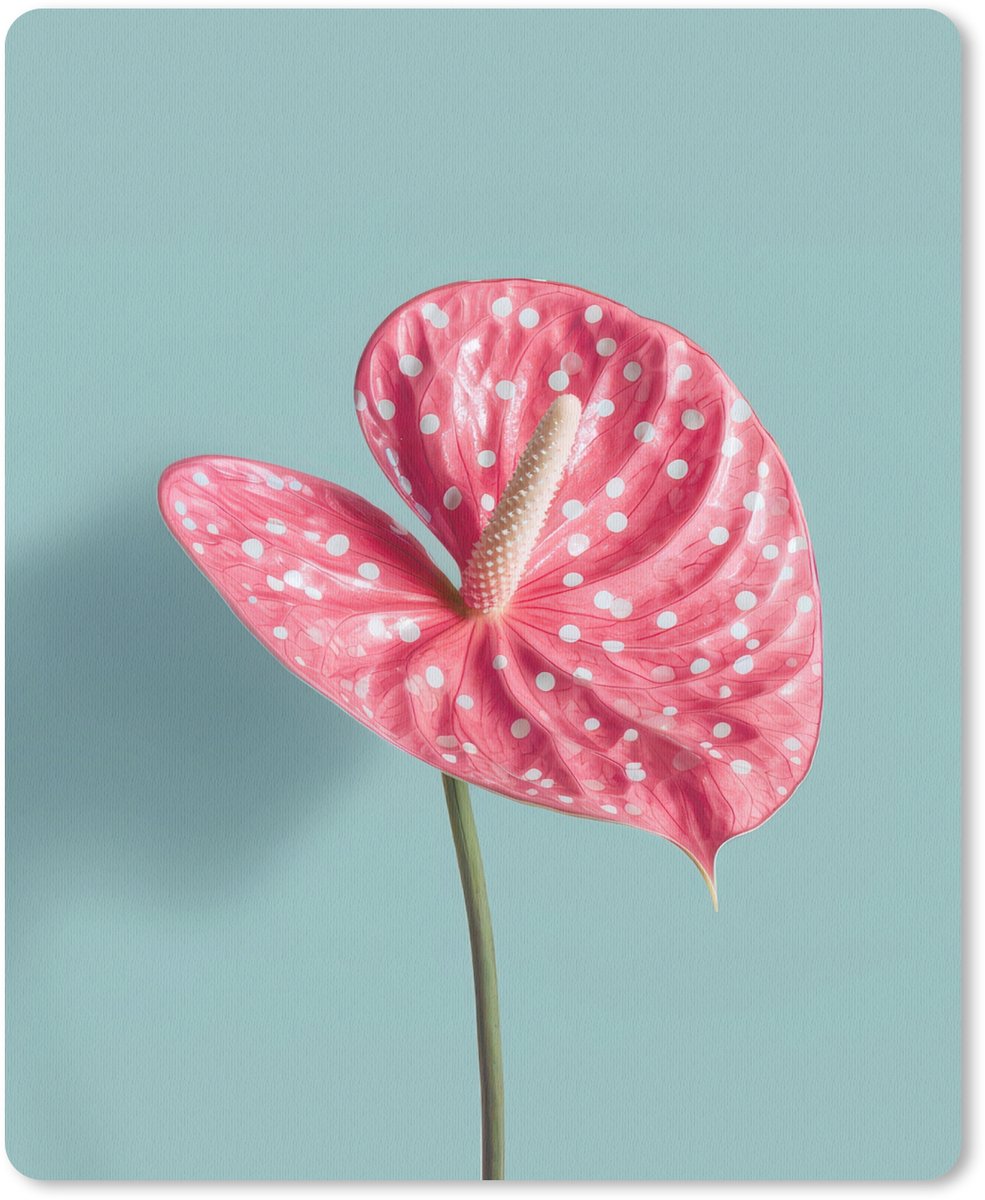 Muismat 19x23 cm - Mousepad Blad - Anthurium - Stippen - Roze - Muismatten