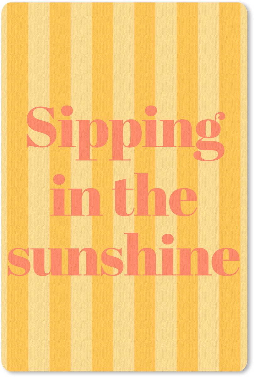 Muismat 18x27 cm - Mousepad Gestreept - Geel - Sunshine - Letters - Muismatten