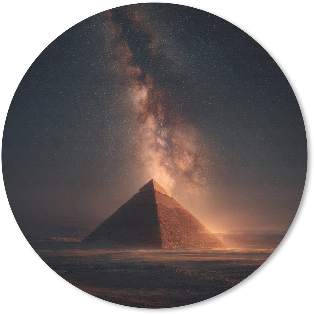 Muismat rond 50x50 cm - Mousepad Piramide - Woestijn - Licht - Ronde muismatten