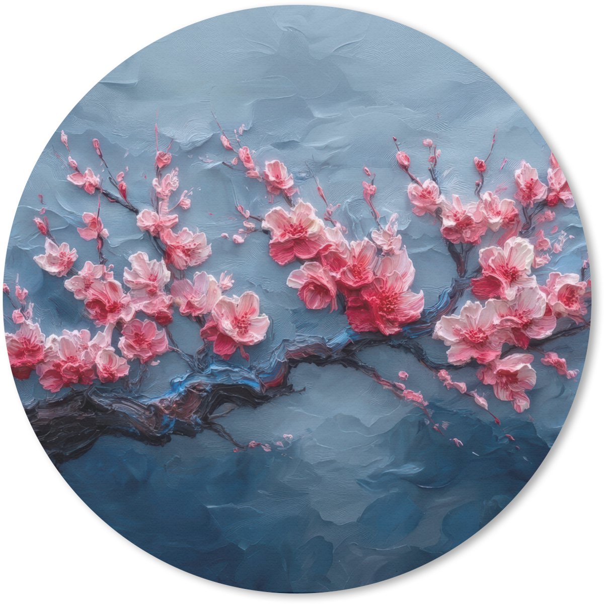 Muismat rond 30x30 cm - Mousepad Bloesem - Bloem - Roze - Tak - Ronde muismatten