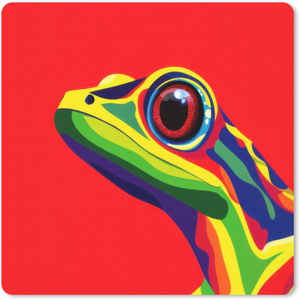 Muismat 30x30 cm - Mousepad Kikker - Kleurrijk - Strepen - Ogen - Muismatten