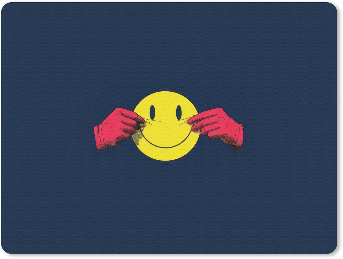 Muismat 23x19 cm - Mousepad Smiley - Geel - Handen - Minimalistisch - Muismatten