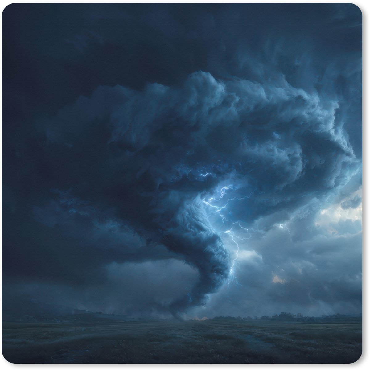 Muismat XXL 50x50 cm - Bureau onderlegger - Bureau mat Tornado - Duister - Wolken - Bureaumat - Gaming mousepad xl - Bureaulegger groot - Computer deskmat