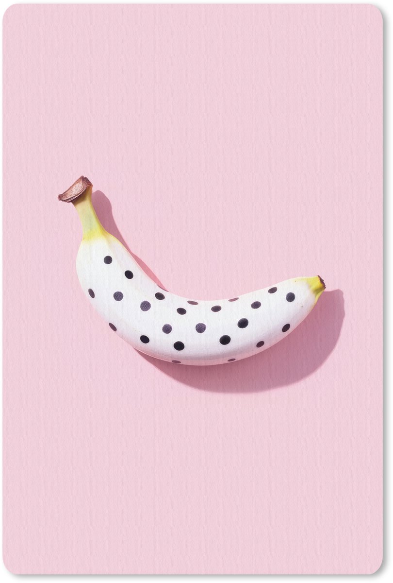 Muismat 18x27 cm - Mousepad Banaan - Stippen - roze - Muismatten