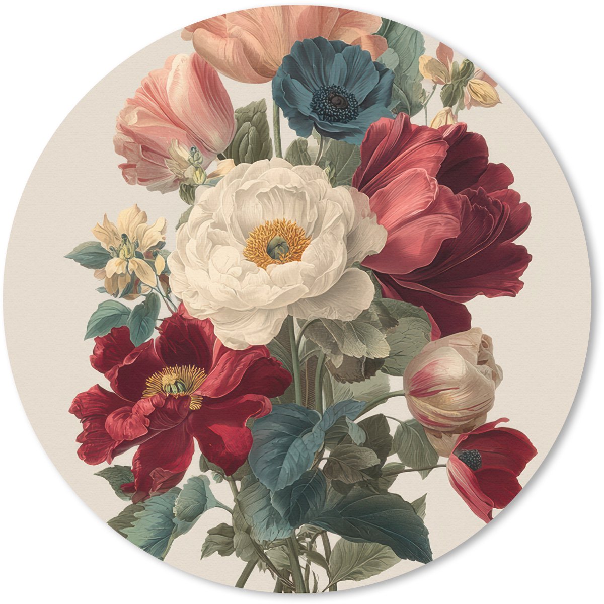 Muismat rond 30x30 cm - Mousepad Boeket - Warme tinten - Elegant - Ronde muismatten