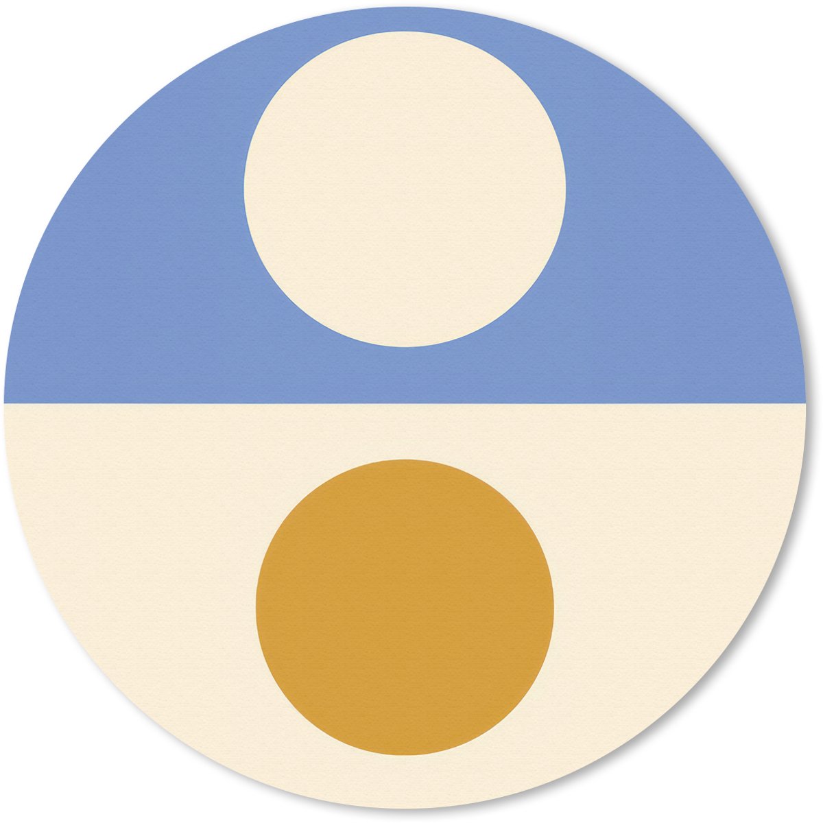 Muismat rond 20x20 cm - Mousepad Cirkels - Symmetrisch - Wit - Blauw- Geel - Ronde muismatten