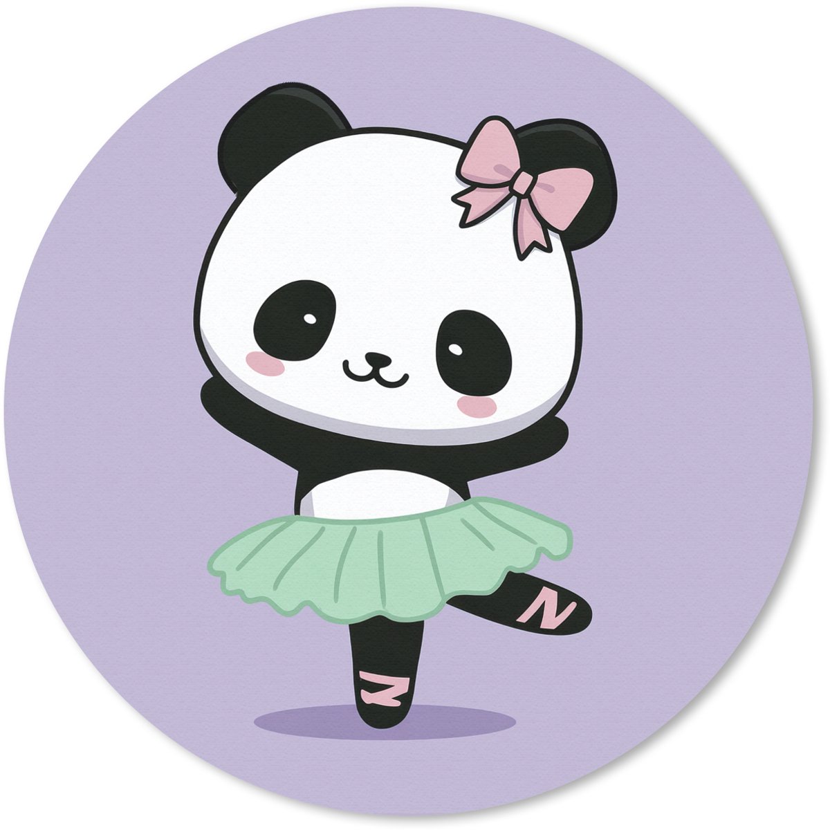 Muismat rond 30x30 cm - Mousepad Panda - Paars - Sierlijk - Kawaii - Ronde muismatten