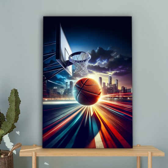 Peinture sur toile 40x60 cm - Décoration murale Basketbal - Sport - Basket - Ville - Décoration murale murale chambre ado - Décoration chambre ado - Accessoires chambre ado - Tableaux chambre
