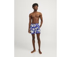 Jack & Jones Heren Zwemshorts JPSTFIJI AOP Blauw Tropisch Paradijs Print