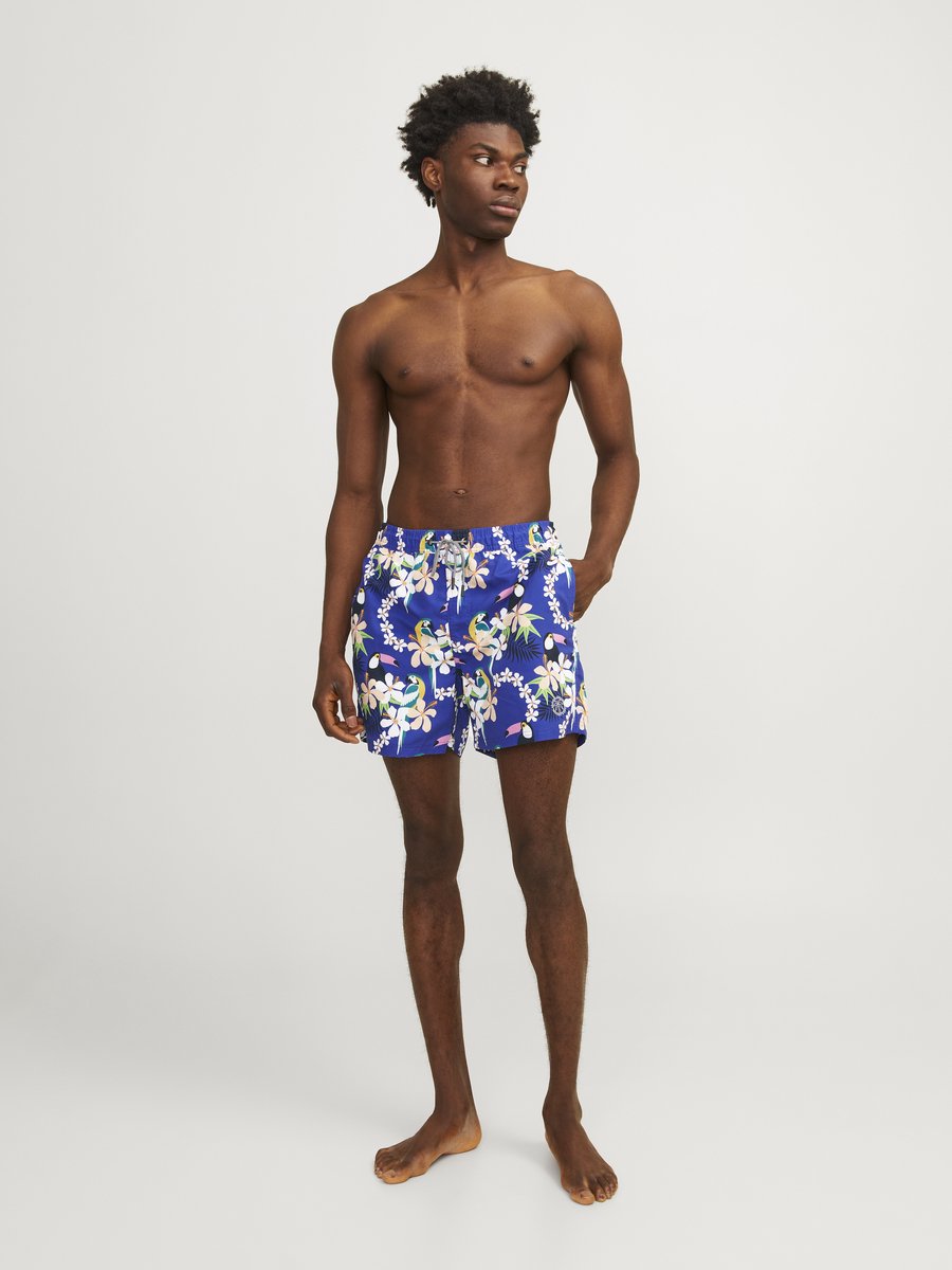 Jack & Jones Heren Zwemshorts JPSTFIJI AOP Blauw Tropisch Paradijs Print — afbeelding 2