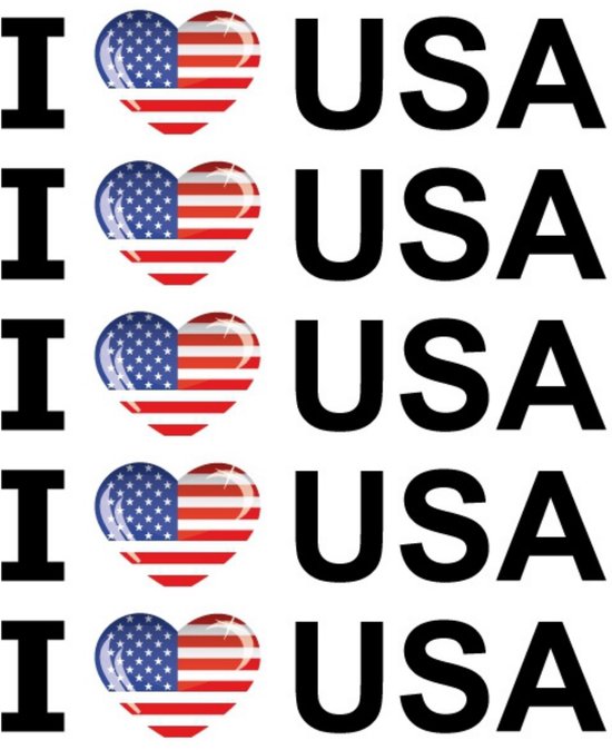 Sticker - 20x - I love USA - 19 x 4 cm - Amerika - landenthema