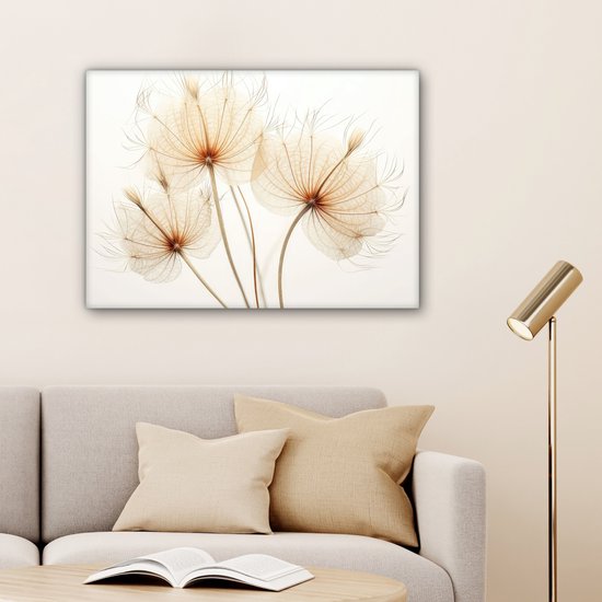 Peinture sur toile 80x60 cm - Décoration murale Soleil - Pissenlits - Nature - Botanique - Décoration murale murale salon - Décoration chambre - Accessoires de chambre - Peintures