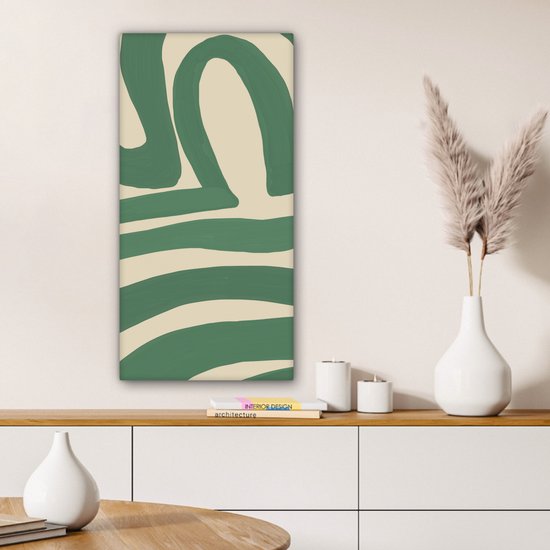 Canvas schilderij 40x80 cm - Wanddecoratie Groen - Kunst - Abstract - Muurdecoratie woonkamer - Kamer decoratie modern - Abstracte schilderijen