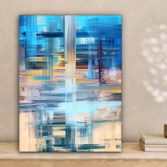 Toile - Peinture - Abstrait - Couleurs - Blauw - Peinture à l'huile - 30x40 cm - Décoration d'intérieur - Décoration Décoration murale