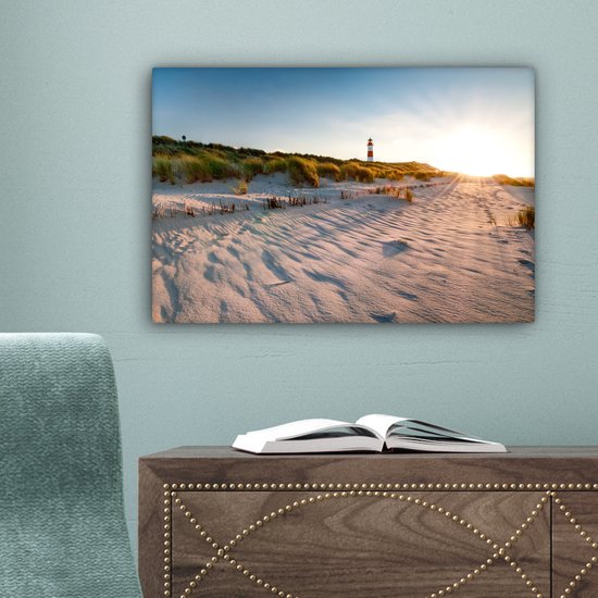 Tableau sur toile - Phare de plage et de mer 30x20 - Accessoires de décoration de chambre - Tableaux de plage salon - Décoration murale Dunes chambre - Décoration murale cuisine - Toile murale intérieur - Décoration maison - Accessoires de maison