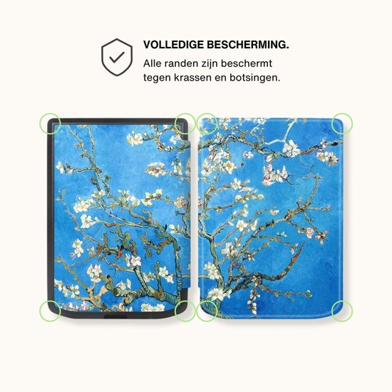 Lunso PocketBook Verse / Verse Pro / Verse Color Slim hard case hoes (6 inch) - sleepcover - Van Gogh Amandelbloesem van Lunso — afbeelding 3