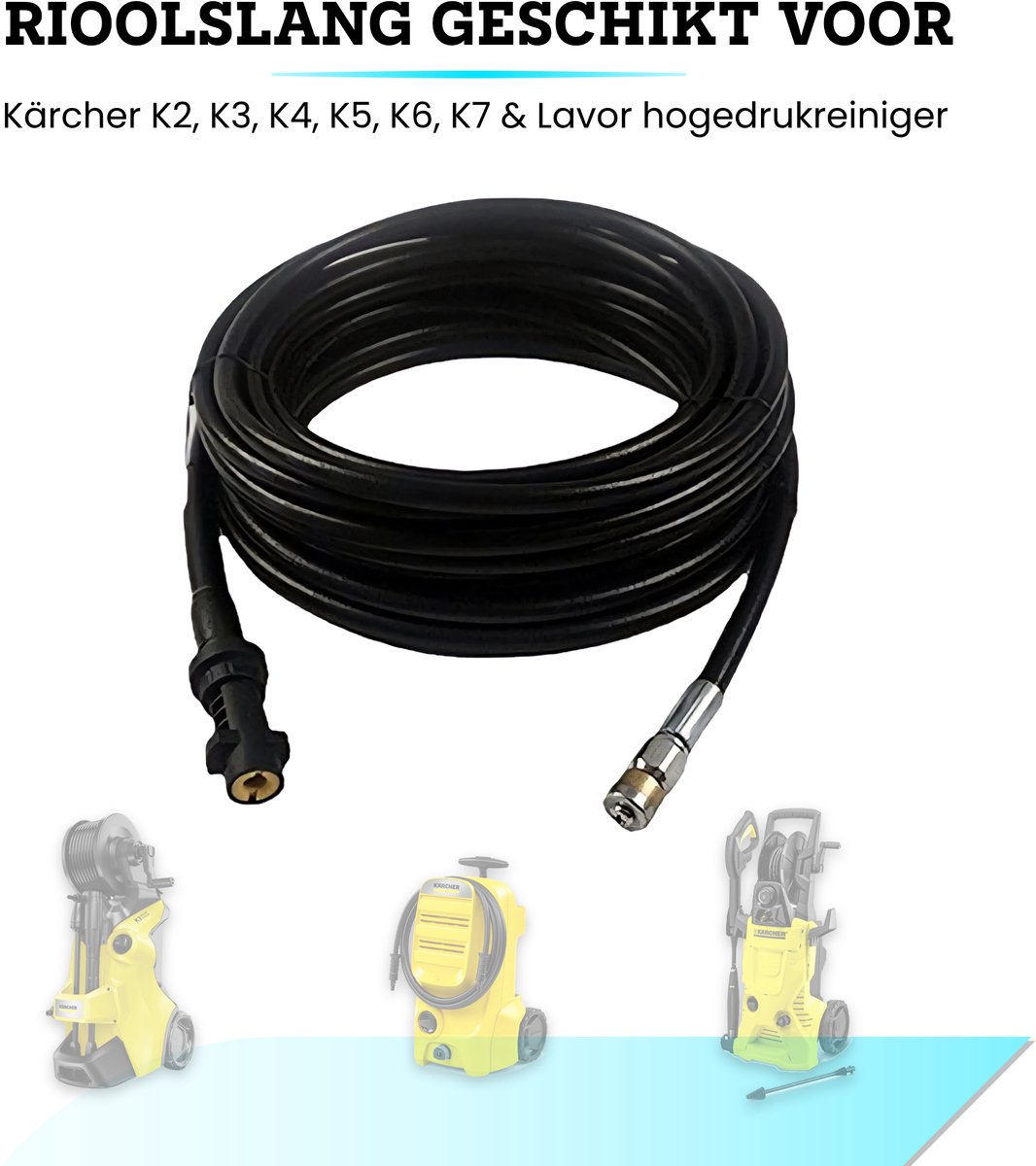 Somstyle Rioolslang 30 Meter Geschikt Voor Kärcher K2, K3, K4, K5, K6, K7 & Lavor Hogedrukreiniger - Rioolrat - Slang Reiniging Set – foto 3