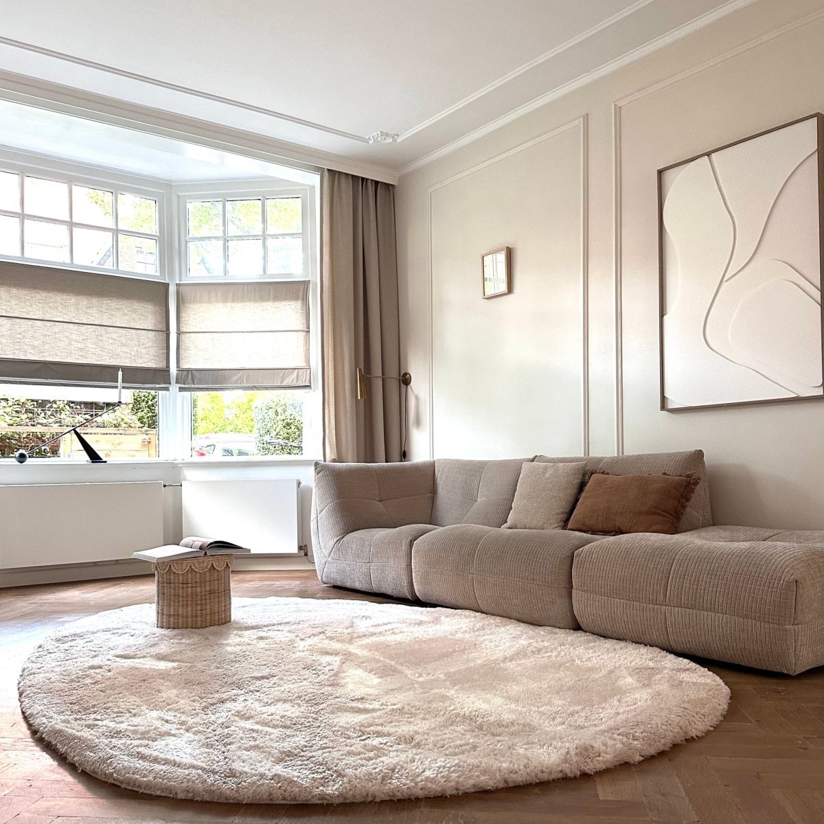 Organisch hoogpolig vloerkleed Odelia beige/wit - Interieur05 - 160 x 230 cm - (M)