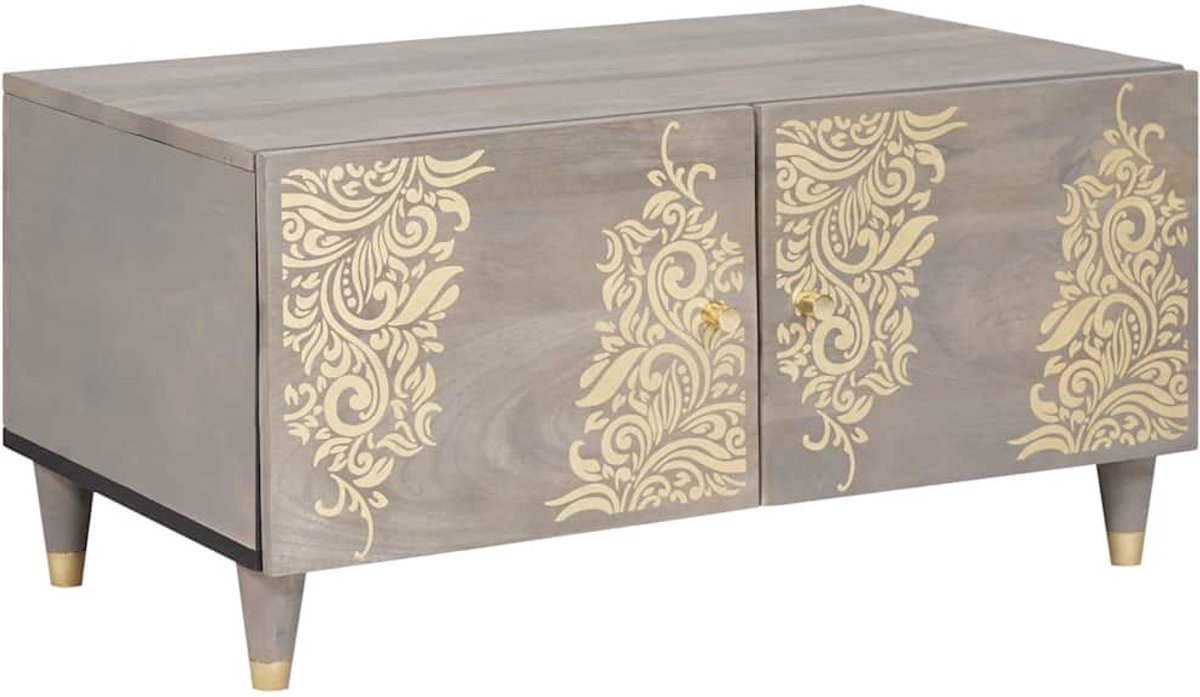 vidaXL Salontafel - Grijs - 80 - x - 50 - x - 40 - cm - Massief - Mango - Hout