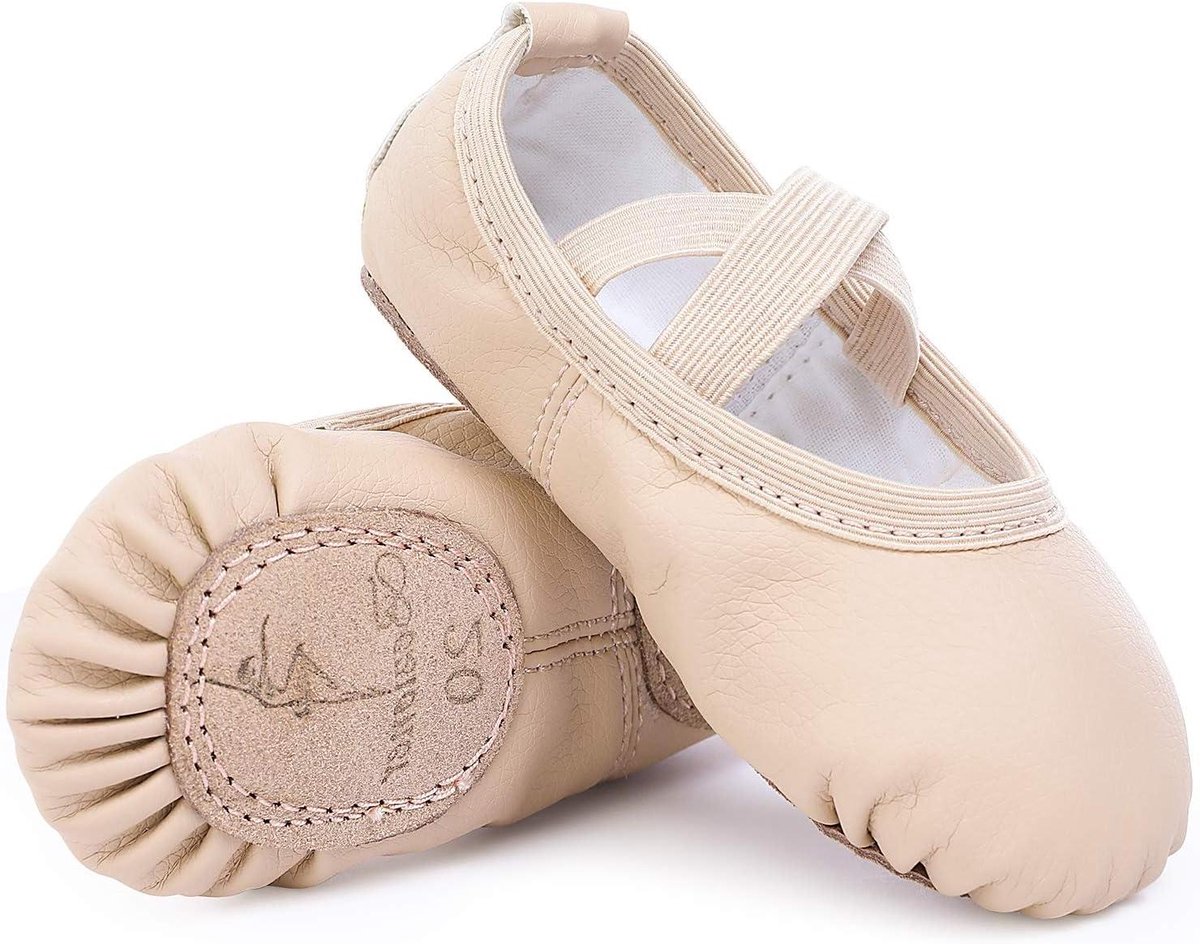 Allecto plus Balletschoenen voor meisjes van leer met gesplitste zool geschikt voor kinderen