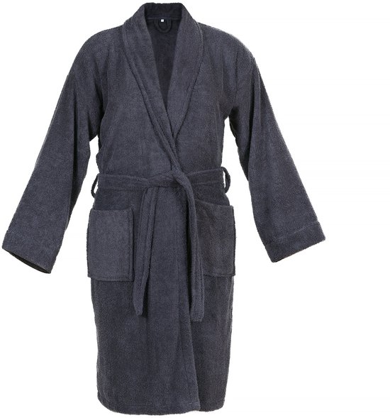 DoubleLife Badjas - 100% Katoen, waarvan 50% Gerecyclede Katoen - GRS Gecertificeerd - Maat M - Anthracite