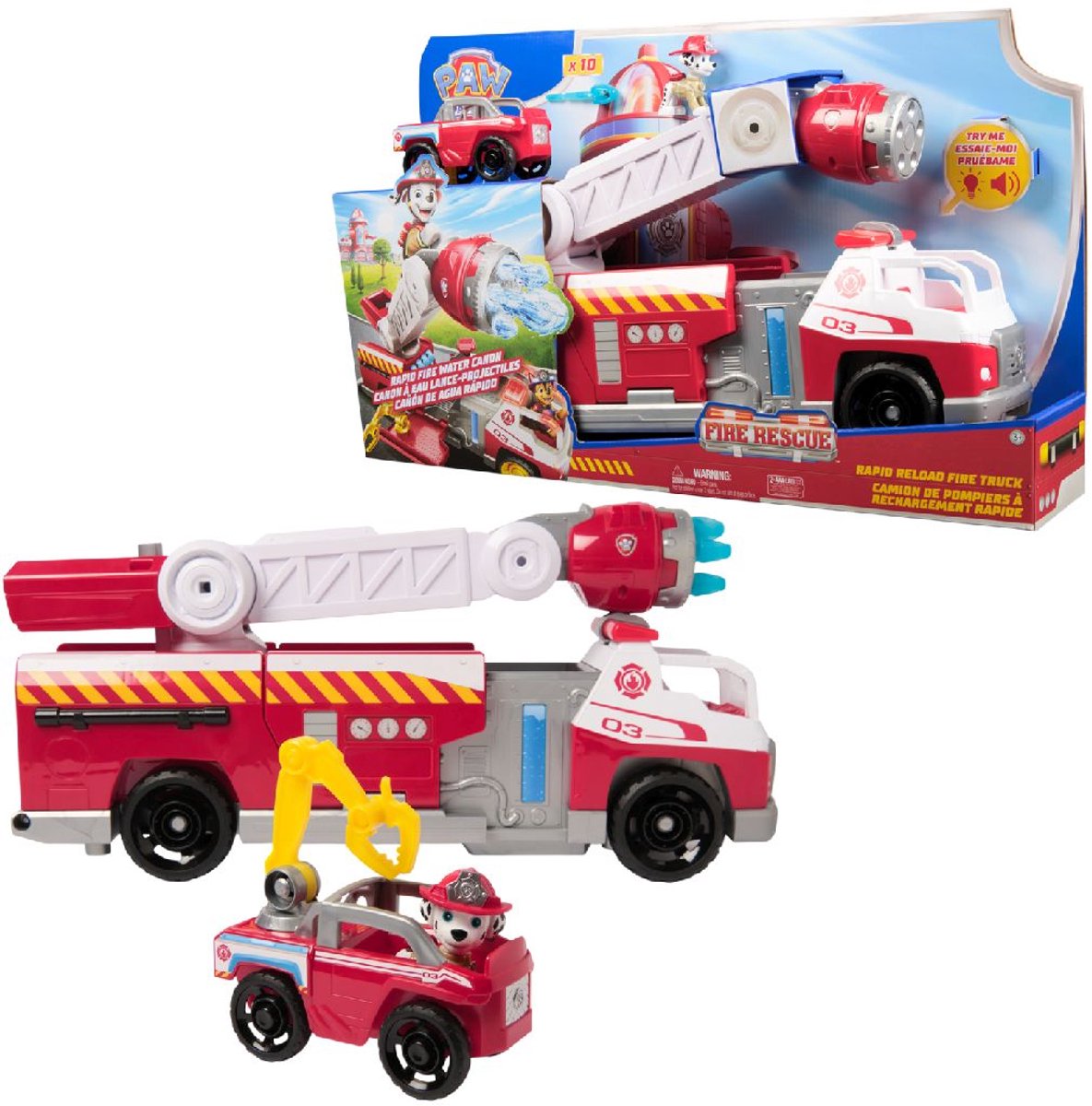 PAW Patrol - Brandweerredding - Marshall's Brandweerwagen met Marshall-figuur, licht, lanceerder en geluidseffecten — afbeelding 17