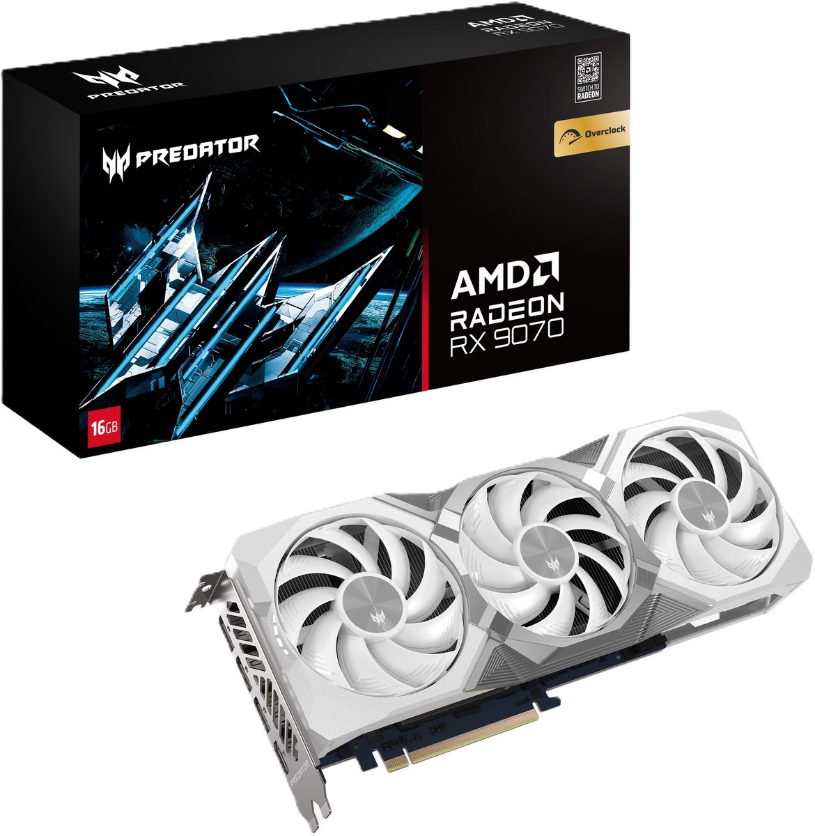 Image of Acer Predator BiFrost Radeon RX 9070 OC 16GB White edition AMD GDDR6