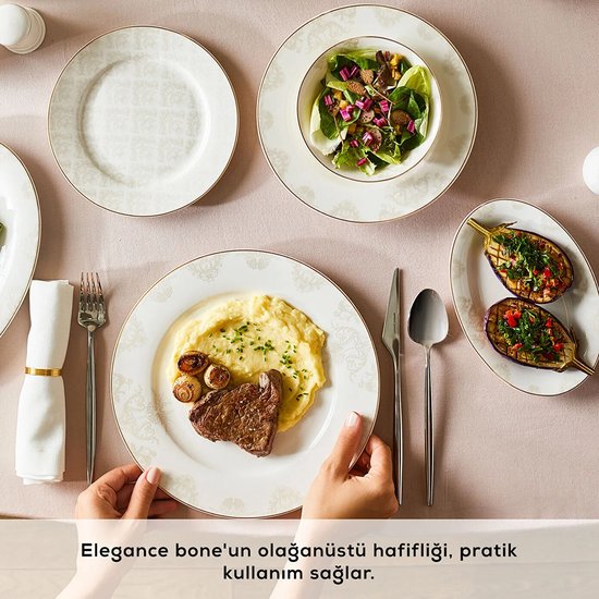Karaca Siena Servieset 53-Delig - 12 Personen - New Generation Bone - Goud Detail - Luxe Dinerset — afbeelding 5