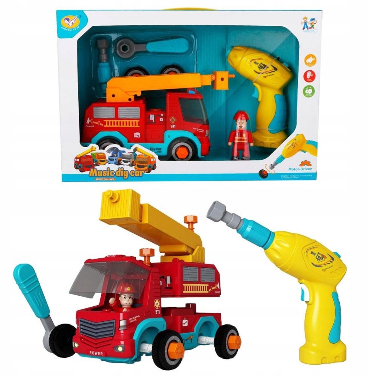 Askato Fireweerwagen Bouwpakket met Boormachine - 3+ Jaar