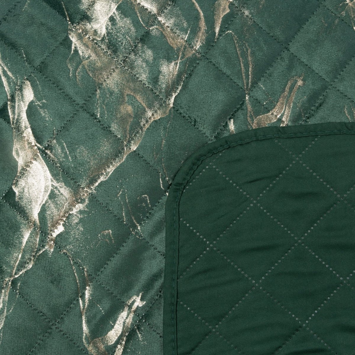 Luxe wattensprei LUIZ 170x210cm - groen/goud velours