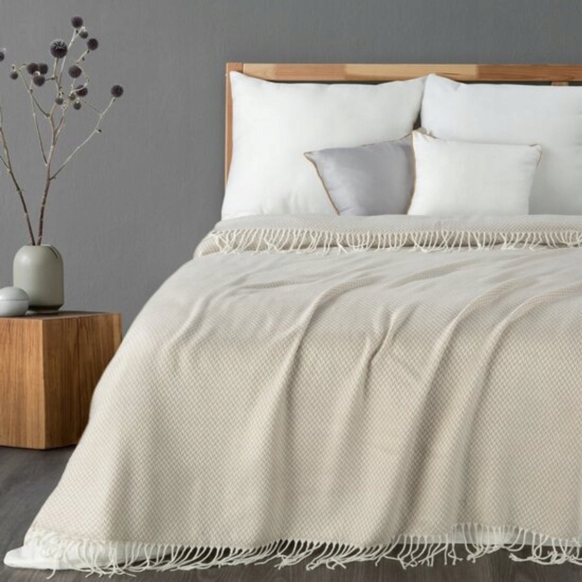 Zachte Acryl Plaid met Franjes 130x170 cm - Gezellige Sfeer