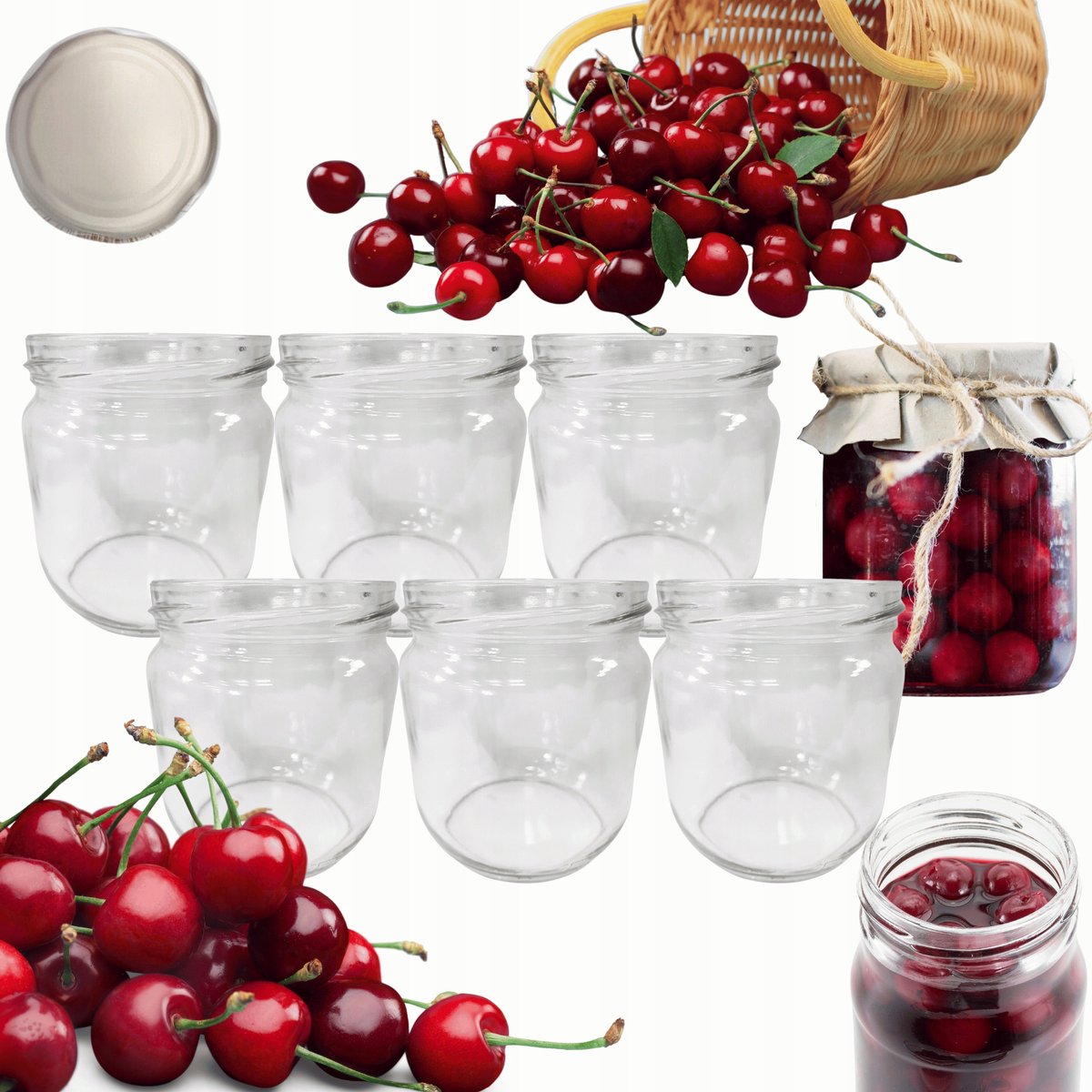 6x Glazen Potten 425ml met 82mm opening - Voor Conserveren & Opslag