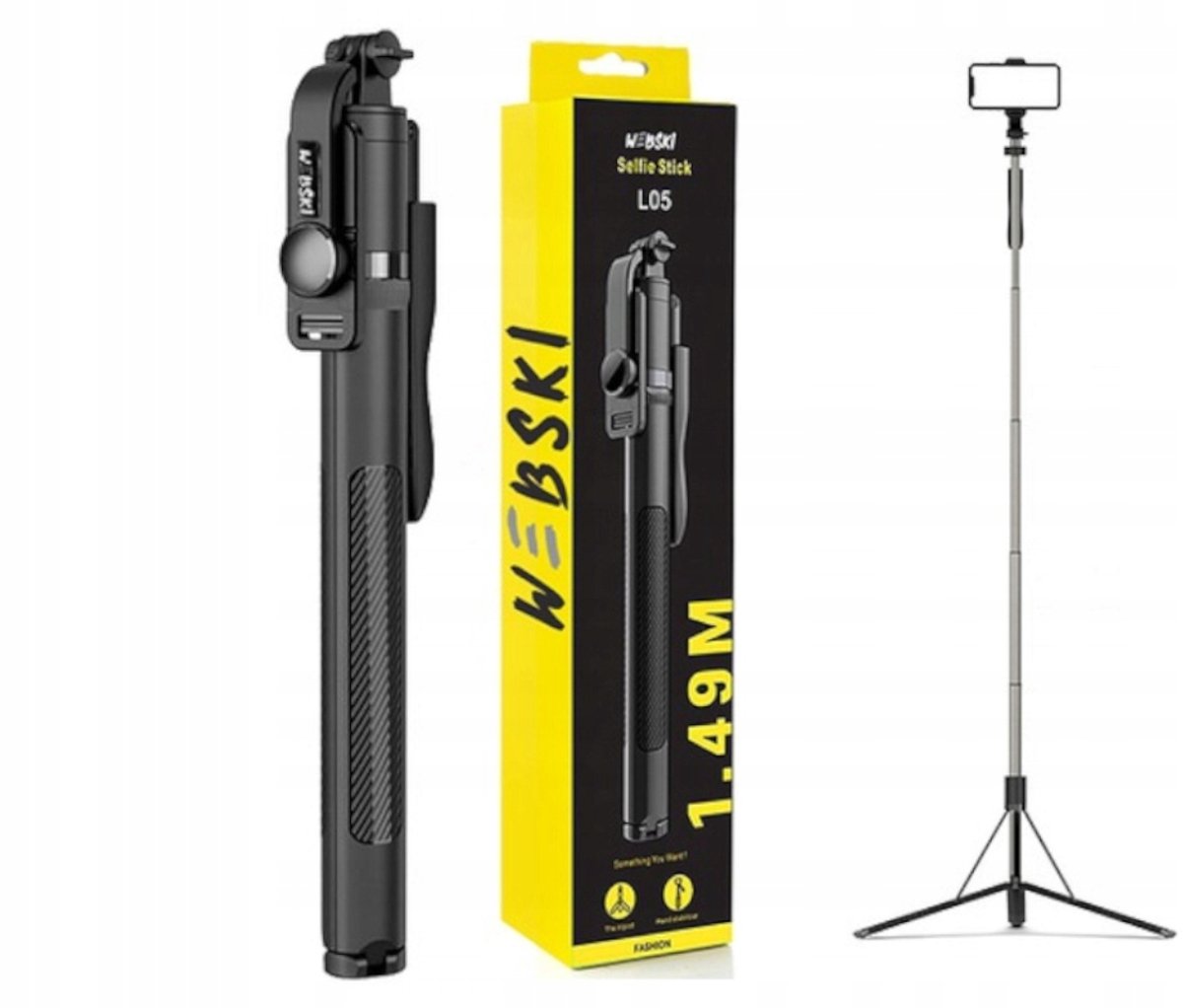 Selfie Stick Statief 149cm met Bluetooth Afstandsbediening - Zwart