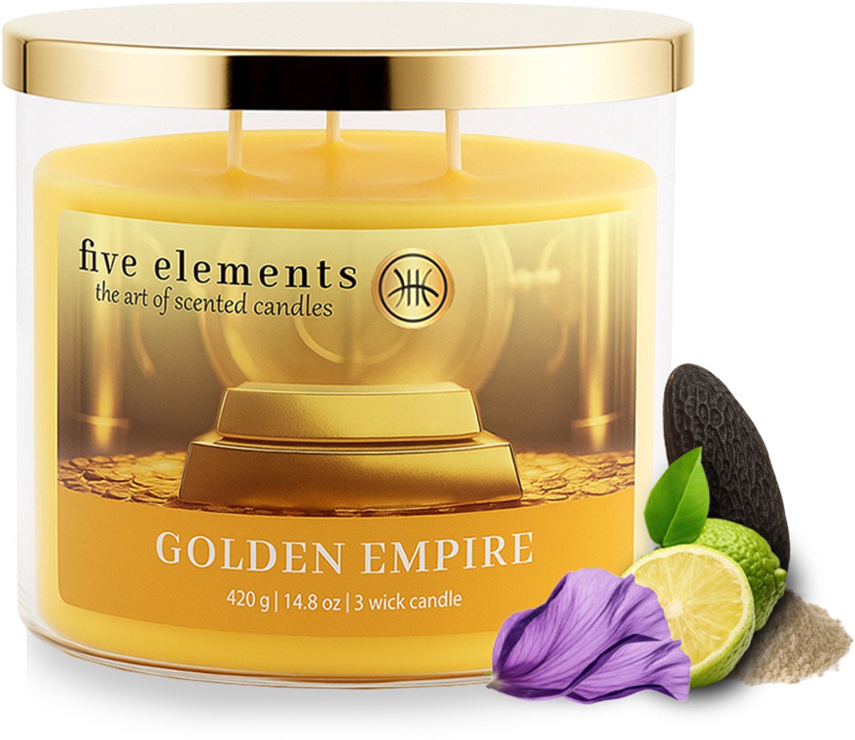 Geurkaars Five Elements Golden Empire, 420 g, 3 lonten