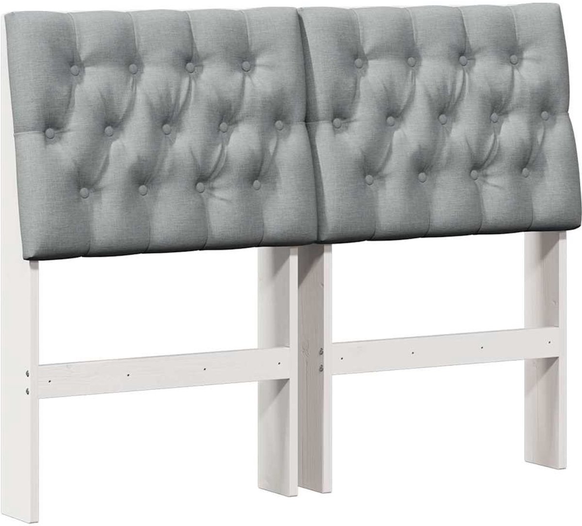 vidaXL Gestoffeerd - hoofdbord - Lichtgrijs - 120 - cm - Massief - grenenhout