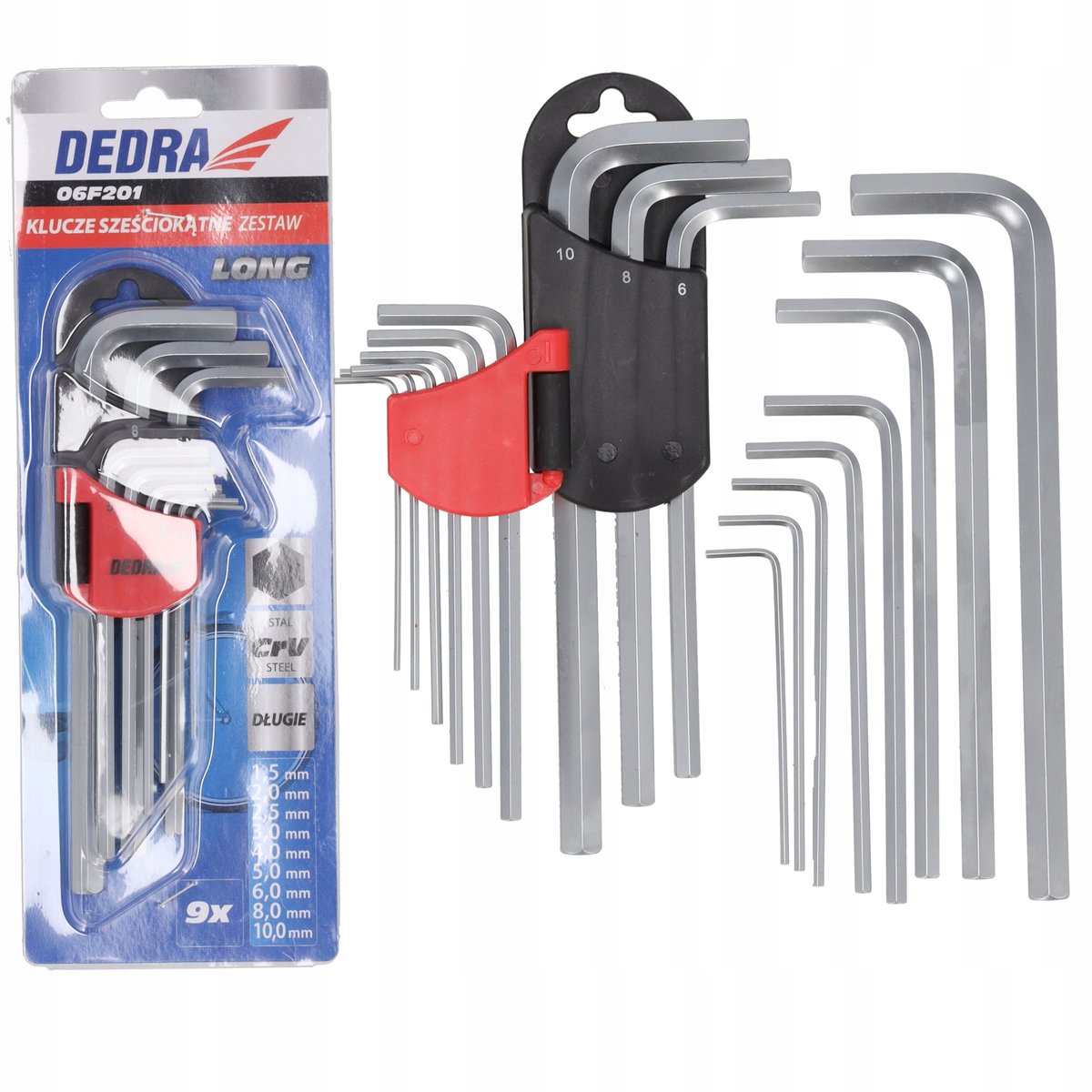 Dedra Inbussleutelset 9-delig Lang 1,5-10mm CrV