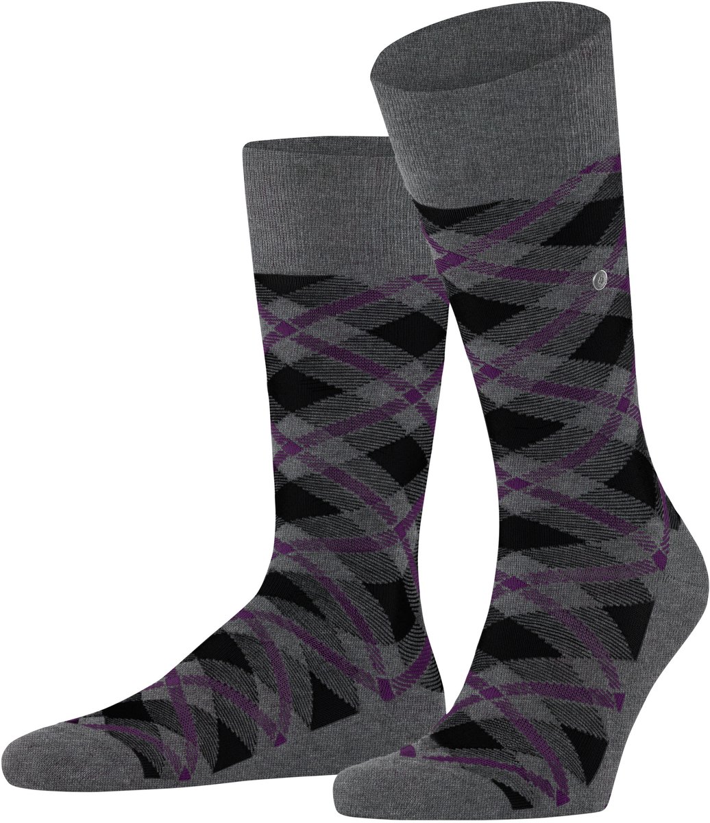 Burlington Tartan gedessineerd katoen sokken heren grijs - maat 40-46