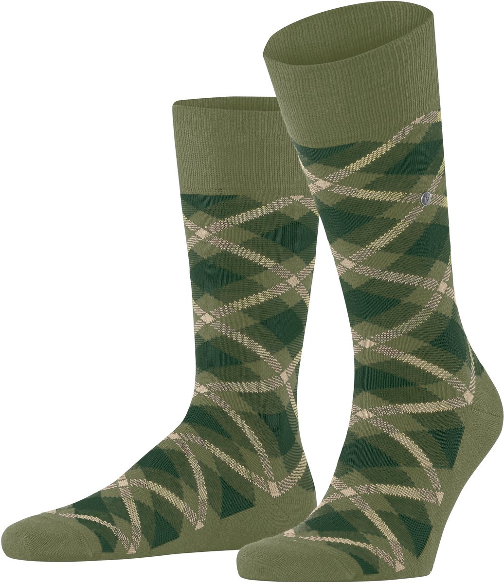 Burlington Tartan gedessineerd katoen sokken heren groen - maat 40-46