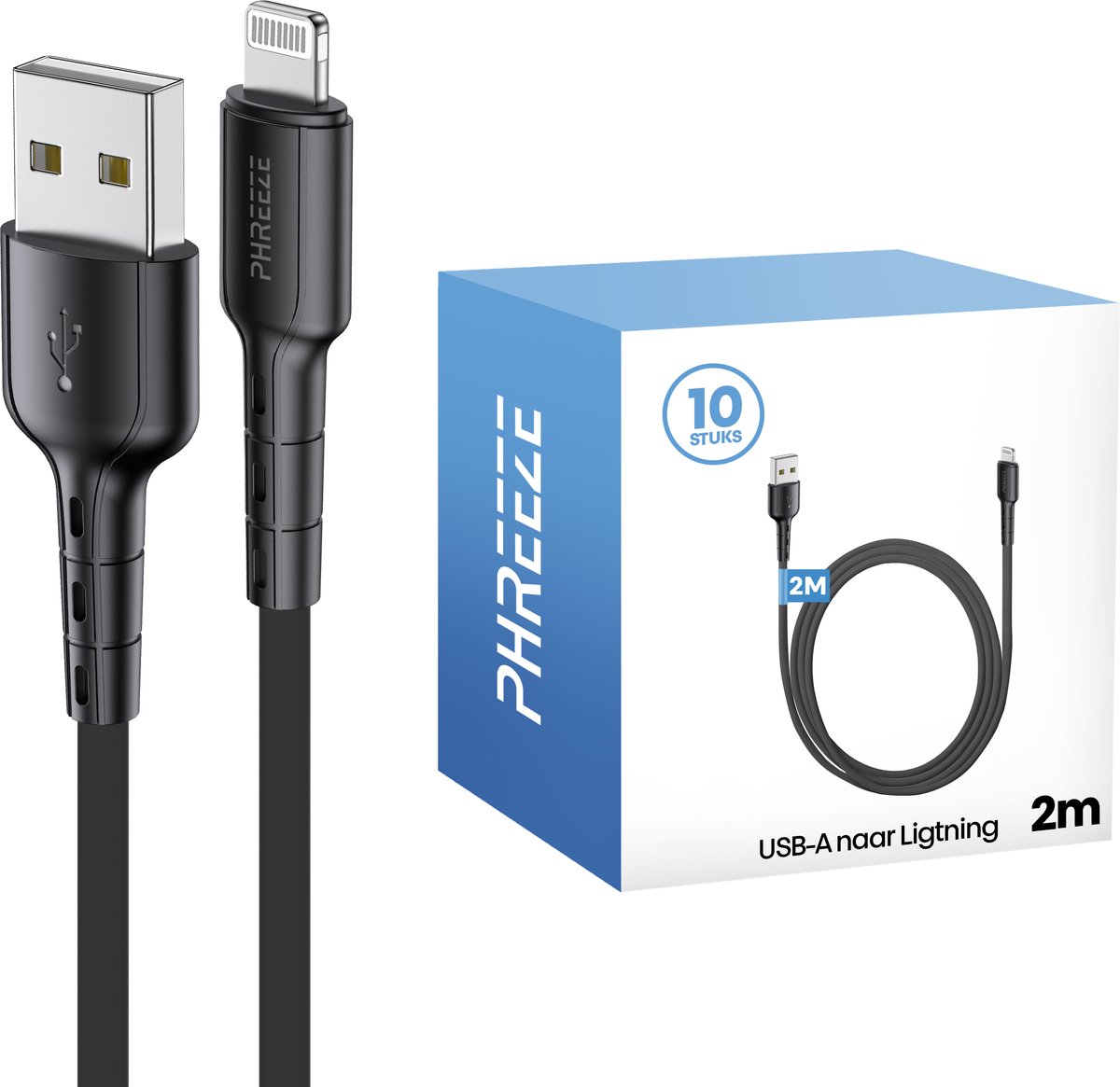 Grootverpakking geschikt voor iPhone kabel 2 meter - Usb oplaadkabel