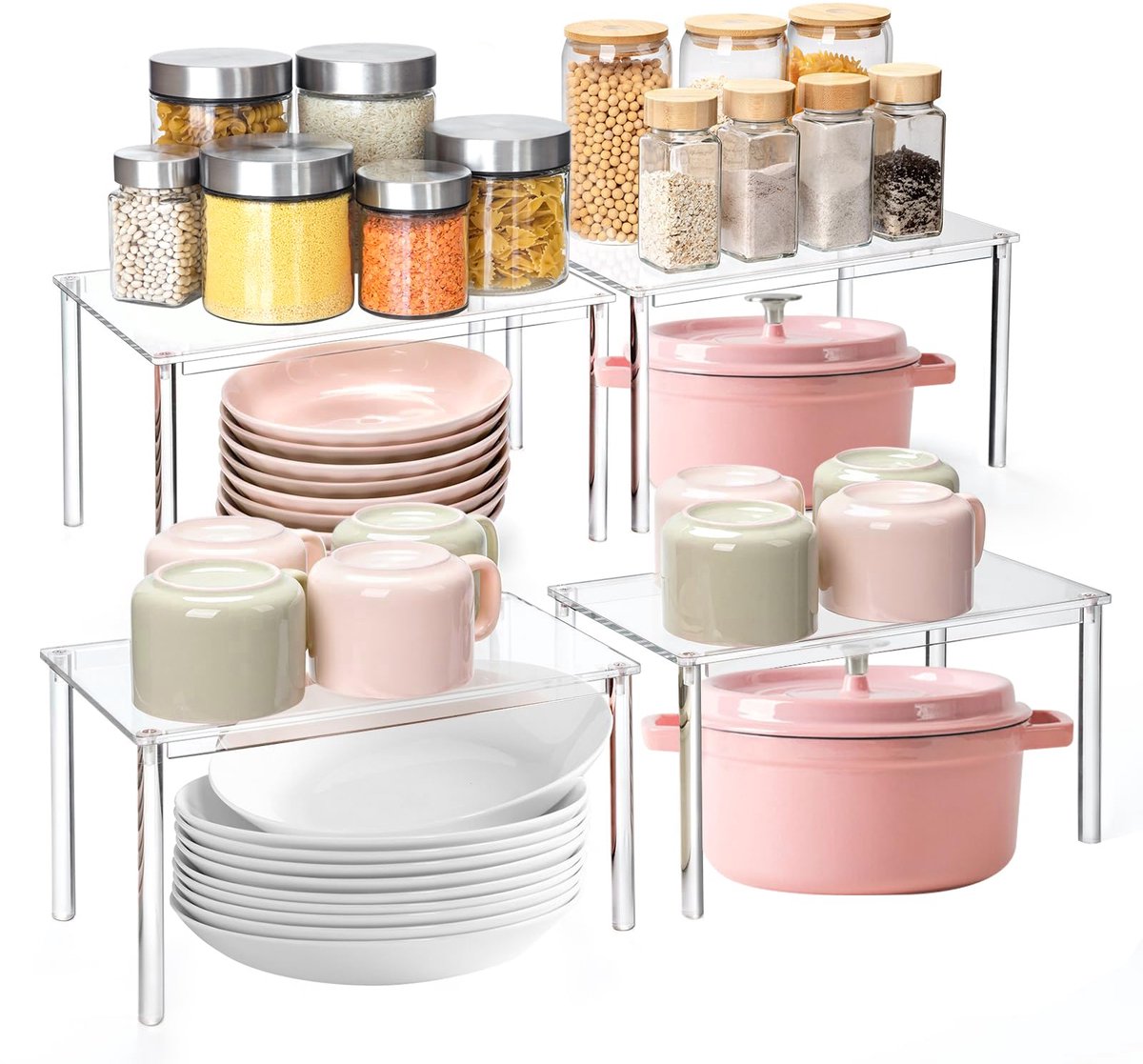 Ibenzoa® Transparante en veelzijdige keukenorganizer set voor optimale ruimtebenutting