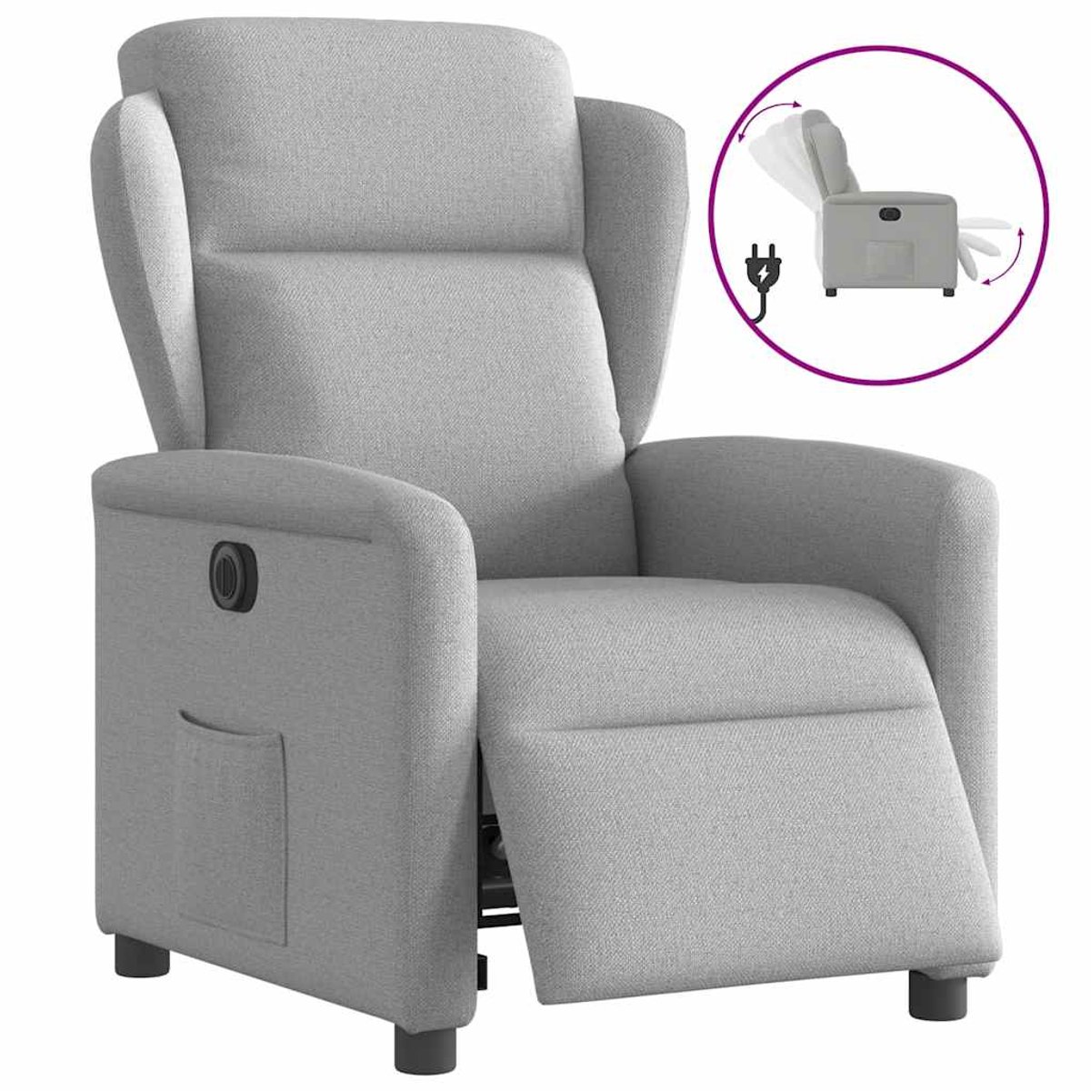 vidaXL Fauteuil - elektrisch - verstelbaar - stof - wolk - grijs Wolkengrijs